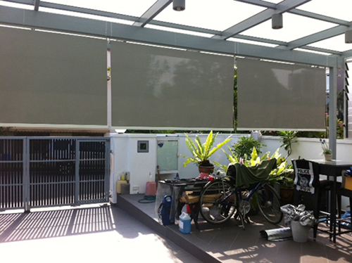 awning provides protection from sun and rain